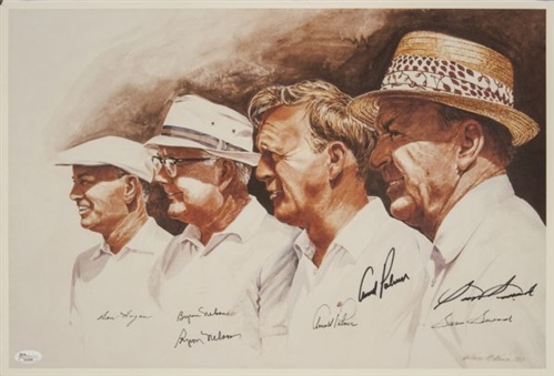 Golf Legends Signed Litho with Palmer, Nelson and Snead 